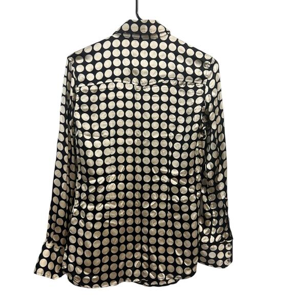 Count De La Liberte Black/White Silk SZ M Women’s Snap Up Blouse Excellent Cond. - Picture 3 of 12